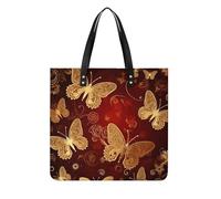 LPSADGF Sac fourre-tout en cuir noir avec motif cheval arabe pour femme, sac de maquillage avec boucle magnétique, sac décontracté, Valentine Hearts Golden Butterfly, 39x39cm