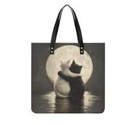 LPSADGF Sac fourre-tout en cuir pour femme avec boucle magnétique, Chat câlin dans l'eau, 39x39cm