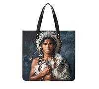 LPSADGF Sac fourre-tout en cuir pour femme avec boucle magnétique, Peuples autochtones et loups, 39x39cm