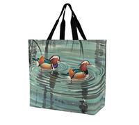 LPSADGF Sac fourre-tout Happy Irish Holidays pour femme - Sac d'épicerie pliable réutilisable, sac à main à bandoulière, Canards mandarins de style chinois, 40x40x16cm