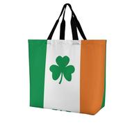 LPSADGF Sac fourre-tout Happy Irish Holidays pour femme - Sac d'épicerie pliable réutilisable, sac à main à bandoulière, Joyeuses fêtes irlandaises, 40x40x16cm
