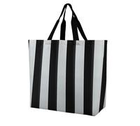 LPSADGF Sac fourre-tout Happy Irish Holidays pour femme - Sac d'épicerie pliable réutilisable, sac à main à bandoulière, Rayures noires et blanches, 40x40x16cm