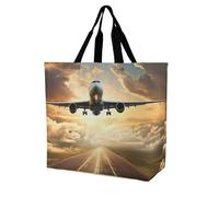 LPSADGF Sac fourre-tout pour femme motif cheval arabe noir - Sac d'épicerie pliable et réutilisable, sac à bandoulière, Avion, 40x40x16cm