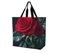 LPSADGF Sac fourre-tout punk rock avec écouteurs crânes pour femme - Sac d'épicerie pliable réutilisable, sac à main à bandoulière, Fond noir rose rouge, 40x40x16cm