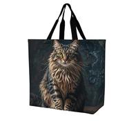LPSADGF Sac fourre-tout punk rock avec écouteurs crânes pour femme - Sac d'épicerie pliable réutilisable, sac à main à bandoulière, Chat mignon et charmant, 40x40x16cm