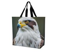 LPSADGF Sac fourre-tout punk rock avec écouteurs crânes pour femme - Sac d'épicerie pliable réutilisable, sac à main à bandoulière, Faucon lancier, aigle blanc, 40x40x16cm