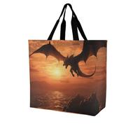 LPSADGF Sac fourre-tout Sea Sunset Flying Dragon pour femme - Sac d'épicerie réutilisable, pliable, sac à main à bandoulière, Sea Sunset Flying Dragon, 40x40x16cm