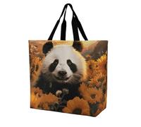 LPSADGF Sac fourre-tout Sea Sunset Flying Dragon pour femme - Sac d'épicerie réutilisable, pliable, sac à main à bandoulière, Panda et tournesol, 40x40x16cm