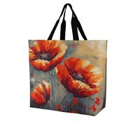 LPSADGF Sac fourre-tout Sea Sunset Flying Dragon pour femme - Sac d'épicerie réutilisable, pliable, sac à main à bandoulière, Peinture à l'huile simple fleur, 40x40x16cm