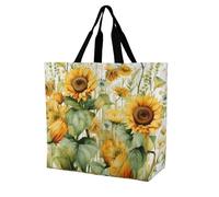 LPSADGF Sac fourre-tout Sea Sunset Flying Dragon pour femme - Sac d'épicerie réutilisable, pliable, sac à main à bandoulière, Tournesol et maïs, 40x40x16cm