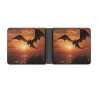 LPSADGF Sea Sunset Flying Dragon Portefeuille en cuir avec pince à billets pour homme avec 6 emplacements pour cartes, 2 poches cachées, Dragon volant, Taille unique, Moderne