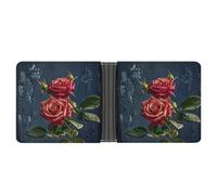 LPSADGF Shabby Chic Roses Portefeuille en cuir avec pince à billets pour homme avec 6 emplacements pour cartes, 2 poches cachées, Roses shabby chic, Taille unique, Moderne