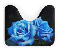 LPSADGF Tapis de toilette en forme de U à motif de roses bleues - Tapis de bain ultra doux super absorbant avec dos antidérapant, séchage rapide, lavable pour la plupart des salles de bains