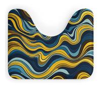 LPSADGF Tapis de toilette en forme de U à motif de vagues - Tapis de bain ultra doux super absorbant avec dos antidérapant, séchage rapide, lavable pour la plupart des salles de bains