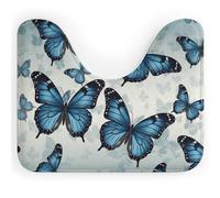 LPSADGF Tapis de toilette en forme de U à motif papillon bleu - Tapis de bain ultra doux super absorbant avec dos antidérapant, séchage rapide, lavable pour la plupart des salles de bains