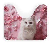 LPSADGF Tapis de toilette en forme de U avec motif chat et cœur, ultra doux, super absorbant, avec dos antidérapant, séchage rapide, lavable, convient à la plupart des salles de bains