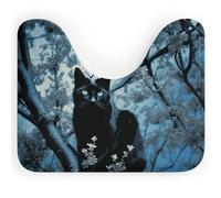 LPSADGF Tapis de toilette en forme de U avec motif chat noir sur un arbre - Tapis de bain ultra doux super absorbant avec dos antidérapant, séchage rapide, lavable pour la plupart des salles de bains