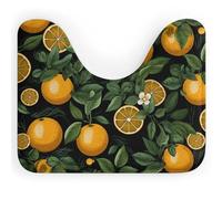 LPSADGF Tapis de toilette en forme de U - Ultra doux et super absorbant - Avec dos antidérapant - Séchage rapide - Lavable - Convient à la plupart des salles de bains - Orange et feuilles
