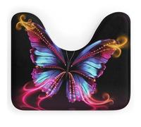 LPSADGF Tapis de toilette en forme de U - Ultra doux et super absorbant avec dos antidérapant - Séchage rapide - Lavable - Convient à la plupart des salles de bains - Motif papillon dansant