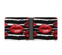 LPSADGF Teckel Weiner Portefeuille en cuir pour homme avec pince à billets avec 6 emplacements pour cartes, 2 poches cachées, Red Lips Kiss, Taille unique, Moderne