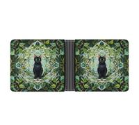LPSADGF The Witch of Darkness Portefeuille en cuir avec pince à billets pour homme avec 6 emplacements pour cartes, 2 poches cachées, motif chat noir, Taille unique, Moderne