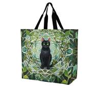 LPSADGF The Witch of Darkness Sac fourre-tout pour femme - Sac d'épicerie pliable réutilisable, sac à main à bandoulière, Chat noir, 40x40x16cm