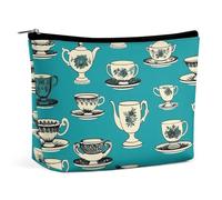 LPSADGF Trousse de toilette pour femme, petites fleurs crème, trousse de maquillage portable avec fermeture éclair, organiseur de maquillage léger et mignon pour voyage, accessoires, essentiels, Tasse