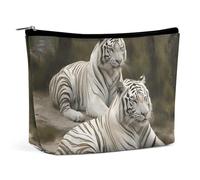 LPSADGF Trousse de toilette pour femme - Trousse de maquillage portable avec fermeture éclair - Légère et mignonne - Pour voyage, accessoires, essentiels, Tigres blancs, One size
