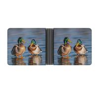 LPSADGF Two Mallard Ducks Portefeuille en cuir avec pince à billets pour homme avec 6 emplacements pour cartes, 2 poches cachées, Deux canards colverts, Taille unique, Moderne