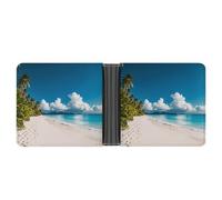 LPSADGF Two Mallard Ducks Portefeuille en cuir avec pince à billets pour homme avec 6 emplacements pour cartes, 2 poches cachées, Plage Blanche Tropical Mer, Taille unique, Moderne