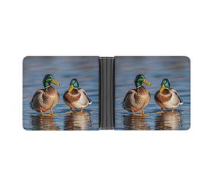 LPSADGF Two Mallard Ducks Portefeuille en cuir avec pince à billets pour homme avec 6 emplacements pour cartes, 2 poches cachées, Deux canards colverts, Taille unique, Moderne