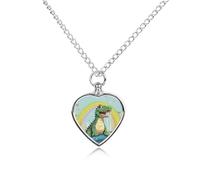 LPSADGF Un joli crocodile sur un fond arc-en-ciel pour cendres d'animaux de compagnie, collier urne funéraire pour chien et chat avec longue chaîne, collier urne funéraire pour les amoureux des