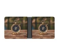 LPSADGF Wild Ducks And Tree Portefeuille en cuir avec pince à billets pour homme avec 6 emplacements pour cartes, 2 poches cachées, Boussole nautique à voile, Taille unique, Moderne