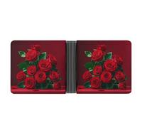 LPSADGF Wild Ducks And Tree Portefeuille en cuir avec pince à billets pour homme avec 6 emplacements pour cartes, 2 poches cachées, Rouge et roses, Taille unique, Moderne
