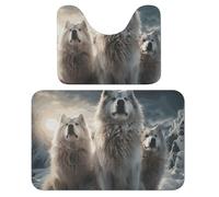 LPSADGF Wolf Tribe - Lot de 2 tapis de salle de bain doux en forme de U - Tapis de toilette doux en forme de U - Tapis de bain à séchage rapide pour salle de bain, baignoire, lavable et super