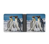 LPSADGF Young Penguins With Snow Portefeuille en cuir avec pince à billets pour homme avec 6 emplacements pour cartes, 2 poches cachées, Jeunes pingouins avec neige, Taille unique, Moderne