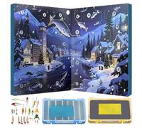 Lpsdssre Calendrier De L Avent Pour Le Pêcheur,Kit D'Appâts Et Équipement De Plein Air,Calendrier De L'Avent De Pêche Avec Leurres Pour Noël - Pour Petit Ami Pêcheur, Formation, Vacances, Pêche Eau