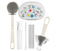 Lpsdssre Ensemble de brosses pour bouteille d'eau - avec égouttoir et outils de nettoyage, brosses pour le nettoyage | pour couvercles, pailles, tétons, tire-lait, collecteurs de lait maternel, fentes
