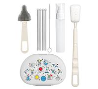 Lpsdssre Kit de brosses pour biberons avec égouttoir et outils de nettoyage, brosse à récurer pour bouteilles, couvercles, tétons, tire-lait, collecteurs de lait maternel, fentes et rainures
