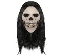 Lpsdssre Masque Visage Tête de Mort - Masque Respirant en Latex Déguisement | Déguisement Visage Horreur pour Carnaval Cosplay Fête Scolaire Spectacle Maison Hantée Accessoire Photo