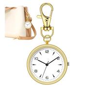 Lpsdssre Montre porte-clés, montre de poche, porte-clés rond, léger et facile à transporter, installation simple et fonctionnelle, 8,2 x 4 x 0,7 cm, idéal pour homme et femme, doré, Refer to