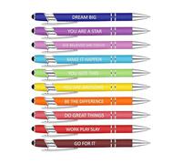 Lpsdssre Stylos à Bille pour écrans tactiles, Stylo à Pointe pour écran Tactile,Stylo à écran Tactile Multifonctionnel en métal - Fournitures Scolaires Portables 10X, Ensemble de stylos de Motivation