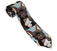 LPSRTWE Boussole Wind Road Map Cravate classique en soie fine tissée jacquard pour homme, Chien bouledogue français mignon, taille unique