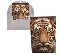 LPSRTWE Cartes de vœux vierges semi-pliées en papier cartonné avec enveloppes, carte d'anniversaire 10,2 x 15,2 cm, carte vierge « Get Well » en 3D, motif tête de tigre, cartes amusantes pour toutes