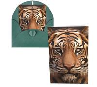 LPSRTWE Cartes de vœux vierges semi-pliées en papier cartonné avec enveloppes, carte d'anniversaire 10,2 x 15,2 cm, carte vierge « Get Well » en 3D, motif tête de tigre, cartes amusantes pour toutes