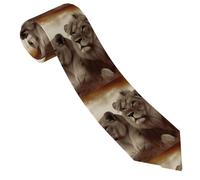 LPSRTWE Cravate africaine tribale classique en soie tissée jacquard pour homme, Lion d'Afrique et Lionne, taille unique
