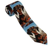 LPSRTWE Cravate classique en soie fine tissée jacquard pour homme Motif arbre de Noël, Teckels I Love My Dog, taille unique