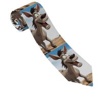 LPSRTWE Cravate classique en soie tissée jacquard pour homme Motif cerf camouflage, Dessin animé âne, taille unique