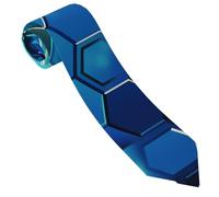 LPSRTWE Cravate classique en soie tissée jacquard pour homme Motif cerf camouflage, Hexagone bleu, taille unique