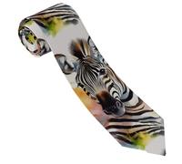 LPSRTWE Cravate classique en soie tissée jacquard pour homme Motif tête de bouledogue américain, Aquarelle zèbre mignonne, taille unique